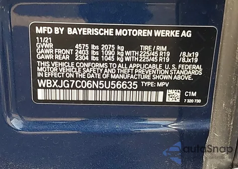 2022 BMW X1 Sdrive28I from USA, damaged, VIN WBXJG7C06N5U56635